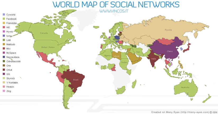 mappa social network nel mondo